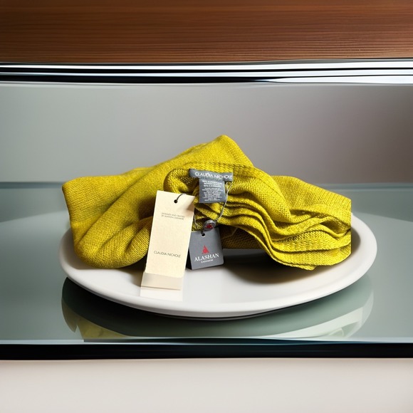 Wrap London Accessories - Claudia Nichole Alashan Cashmere Merino Wool Blend Wrap Scarf Mustard Yellow NWT